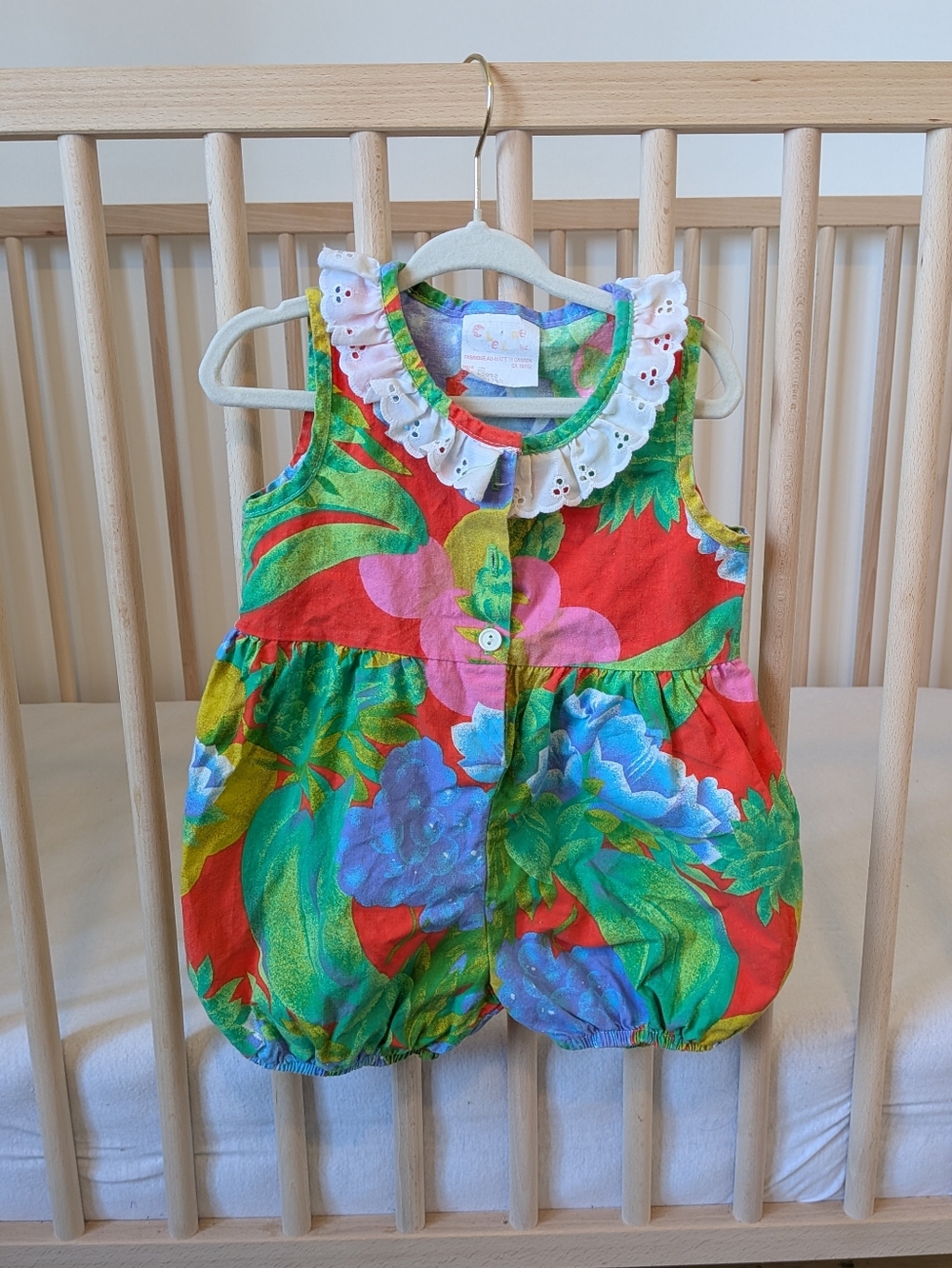 90's VINTAGE 18M-24M - Made In Canada - Floral  Romper in Fruit Pattern Baby